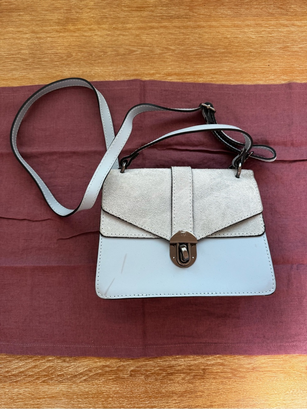 Light Blue and Cream Crossbody Satchel - Unbranded